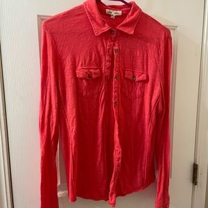 vibrant coral flannel/ button down